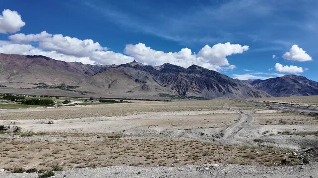 driving through the roads of Ladakh in the Indian Himalayas