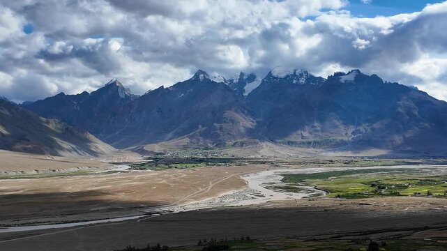 driving through the roads of Ladakh in the Indian Himalayas