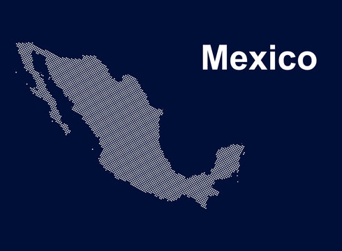 Map of the Mexican Republic or Mexico with political division, infographic style, without political division, halftone style