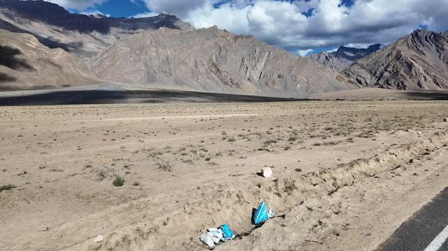 driving through the roads of Ladakh in the Indian Himalayas