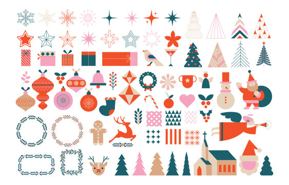 Modern Christmas element with minimalist style, modern christmas flat elements.