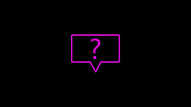 Neon pink question mark speech bubble icon for digital interface