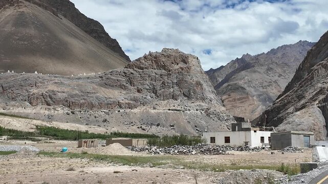 driving through the roads of Ladakh in the Indian Himalayas