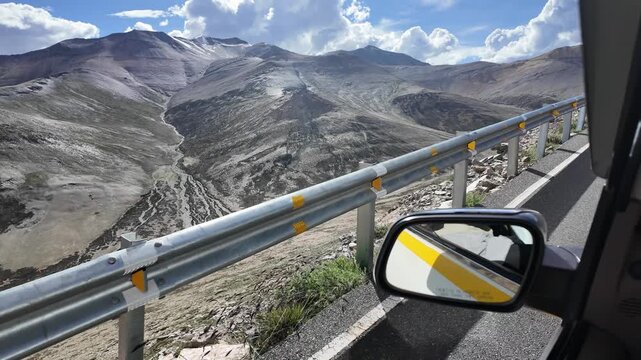 driving through the roads of Ladakh in the Indian Himalayas