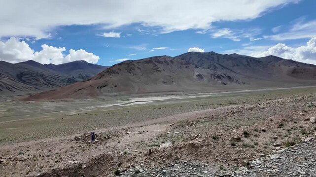 driving through the roads of Ladakh in the Indian Himalayas