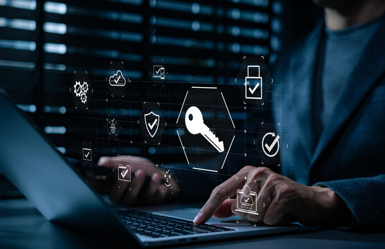 Encryption key passkeys. Secure passwordless authentication technology. digital access key, cloud verification, identity check, lock protection, device approval, cybersecurity, trusted login security