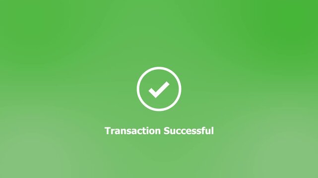 Check mark animation confirms payment received idea, Loading circle with checkmark icon on green background.4k animation video