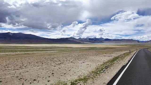 driving through the roads of Ladakh in the Indian Himalayas