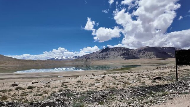 driving through the roads of Ladakh in the Indian Himalayas