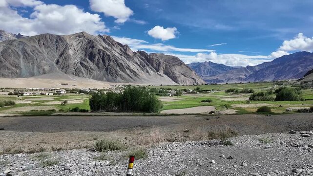 driving through the roads of Ladakh in the Indian Himalayas