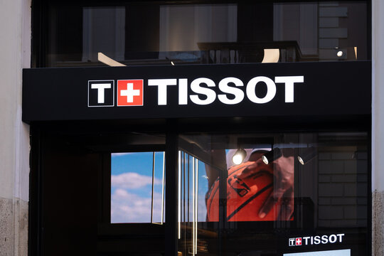 Luxury swiss watch storefront in rome, italy