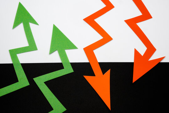 Crossing green and red charts.
