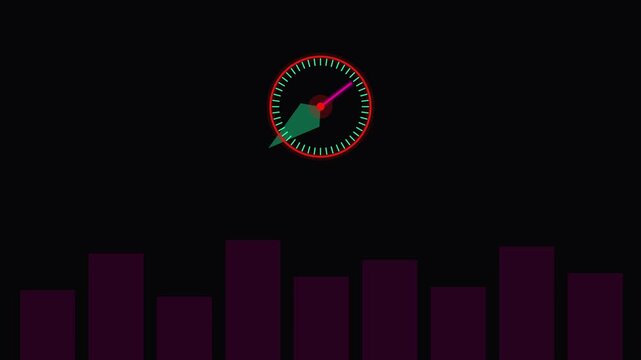 Animated speedometer gauge and digital bar graph overlay for performance monitoring and data visualization