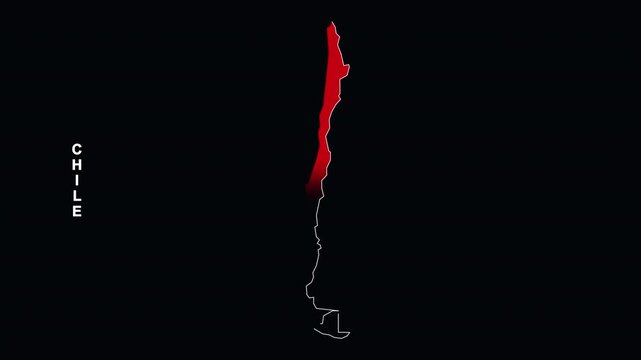 Chile map animation with red fill and glowing white outline