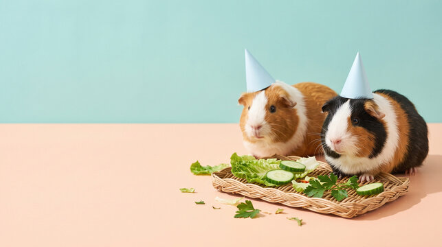Guinea pigs unwind after a fresh-veg celebration