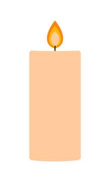 Day of the Dead, Dia de Muertos burning candle for altar, ofrenda illustration isolated. Mexican festival traditional decorations, beautiful holiday design elements. Hand drawn vector clip art