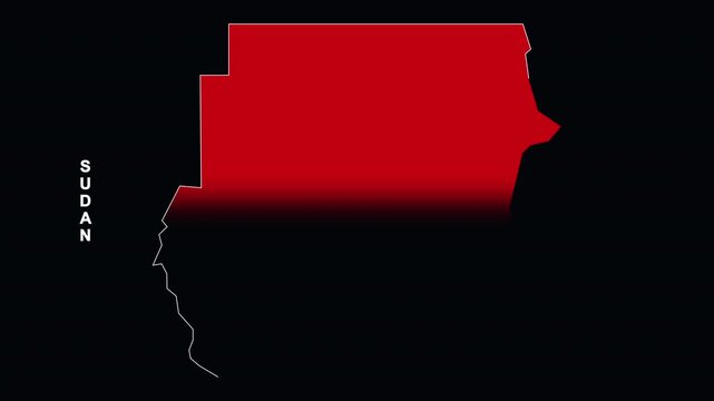 Sudan map animation with red fill and glowing white outline