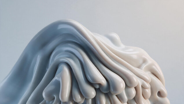 Abstract 3D Glossy Ceramic Liquid Melting Sculpture