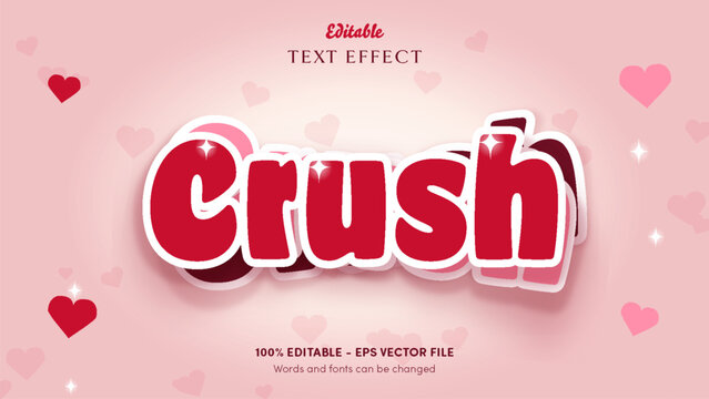 Crush Valentine sticker stack text effect, editable cherry red letters with blush and wine echo layers
