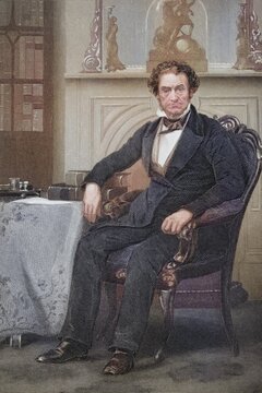 Rufus Choate (born 1 October 1799 in Essex or Ipswich, Essex County, Massachusetts, died 13 July 1859 in Halifax, Nova Scotia, Canada) was an American lawyer and politician of the National Republican Party, after a painting by Alonzo Chappel (1828-1878), Historic, digitally restored reproduction from a 19th century original