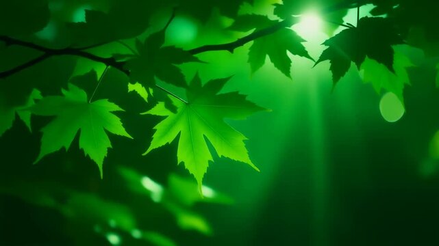 眩しい木漏れ日と綺麗な玉ボケの光の中でカエデの葉が幻想的に浮かび上がる映画のワンシーンのようなドラマチックな余韻