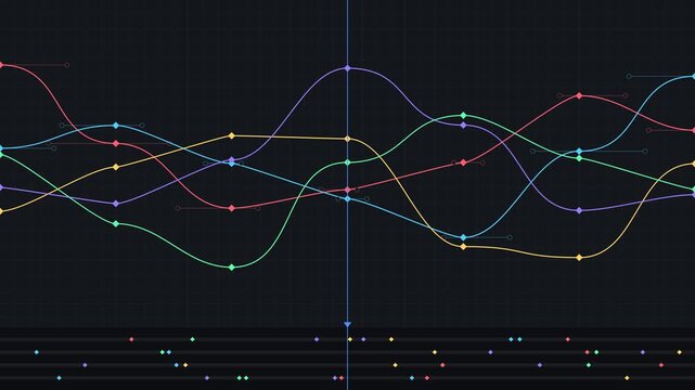 Animation graph editor with easing curves reshaping and a playhead scrubbing