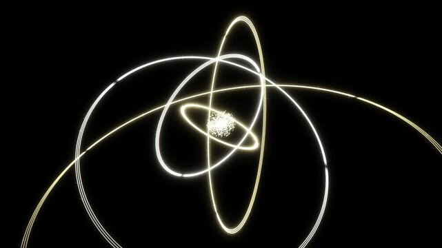 Luxury 23 celestial gyroscope armillary sphere orrery particle stream motion background, awards gala keynote presentation.