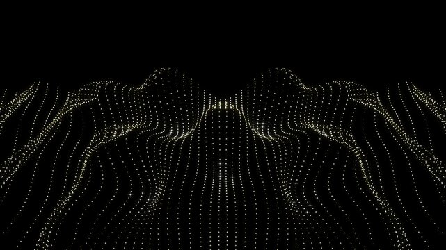 Liquid Gold Ripple Interference Wavefield with Concentric Fluid, architectural parametric design presentation background.