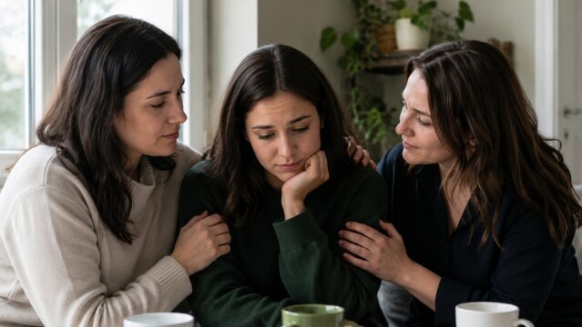 Close friends staying near each other after difficult news