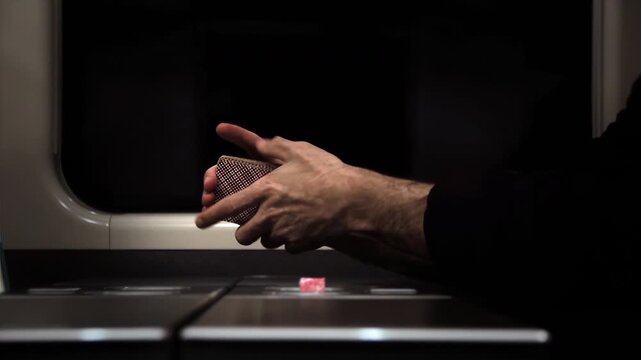 Couple Playing Traditional Argentine Truco Card Game On Train Table At Night In Italy - 4K