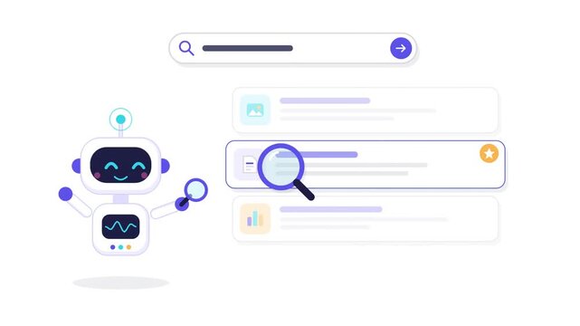 Friendly artificial intelligence robot assists online search, analyzing data and delivering digital results through an intuitive web interface for automated information discovery