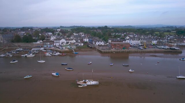 Panorama over River Exe and Topsham from a drone, Exeter, Devon, England, United Kingdom