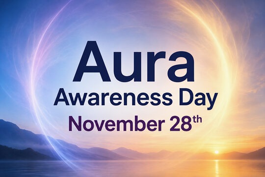 Aura Awareness Day Concept with Glowing Energy Horizon