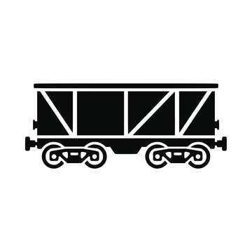 Black Silhouette Icon of a Railway Freight Car