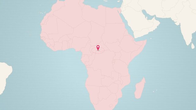 World map zooming in to Africa with location pin drop