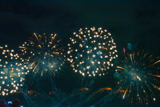 Blue Firework celebrate anniversary happy new year 2027, 4th of july holiday festival. Countdown to new year 2026 festival party time event. blue firework in night time celebrate national holiday