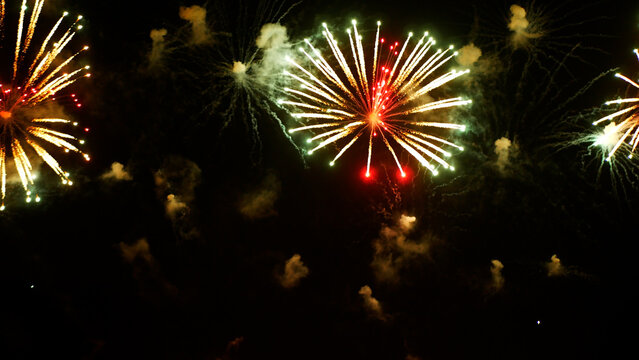 Green Firework celebrate anniversary happy new year 2026, 4th of july holiday festival. Green firework night time celebrate national holiday. Happy new year 2026, 4th of july holiday black background