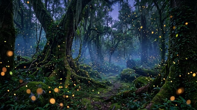 Magical firefly forest