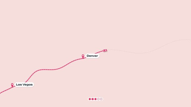 USA road trip route animation Los Angeles to New York map