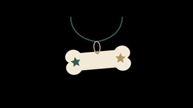 A crisp vector bone pendant with two inset star emblems swings from its metal ring in a seamless eight second transparent loop.