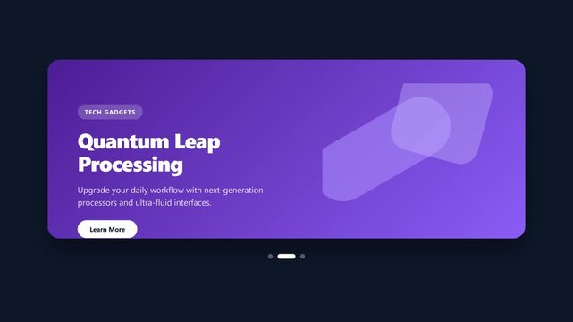 A premium auto-playing banner carousel with a smooth leftward slide and fade transition, complete with synchronized pagination dots.