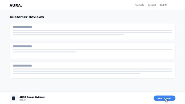 A smooth e-commerce UI simulation showing a sticky secondary 'Add to Cart' bar sliding up into view when the user scrolls past the main purchase button.