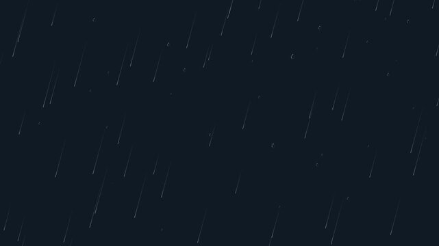 A seamless 4K loop of a rainy window glass. Features fast diagonal background rain and mathematically driven slip-stick water drops sliding down the glass with organic squash and stretch. Set against