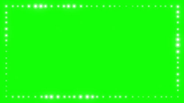 Glowing Ledger Pixel Border Frame On Green Screen. 4K Video