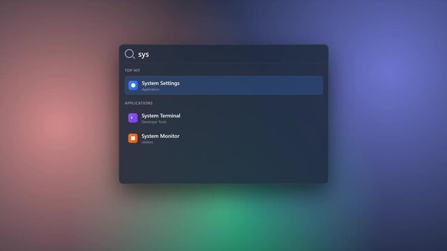 A full-screen search overlay that scales down into the center while fading in, accompanied by a dynamic background blur effect.