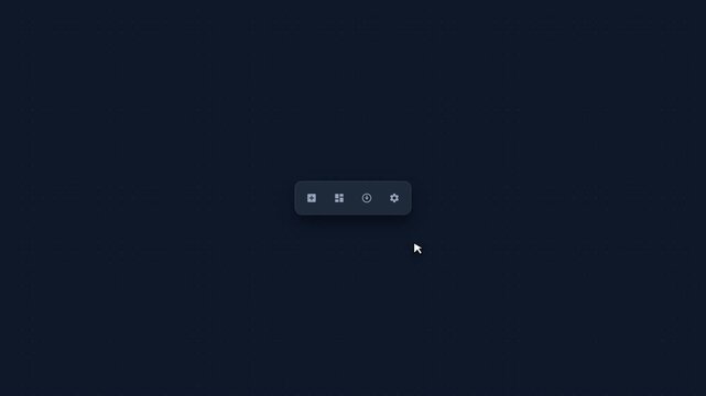 A mouse cursor hovers over an icon, triggering a tooltip information card that smoothly fades in while rising slightly for a responsive feel.