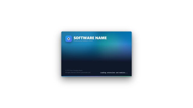 A commercially safe, generic application startup splash screen template featuring a continuous, smooth scale-up paired with an elegant fade-in and loa.
