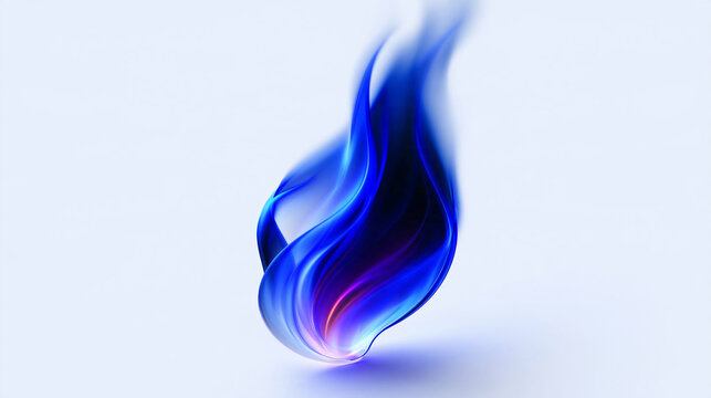 Abstract Blue Flame on Clean White Background