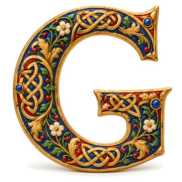 3D Clay Medieval Illuminated Manuscript Initial Letter G