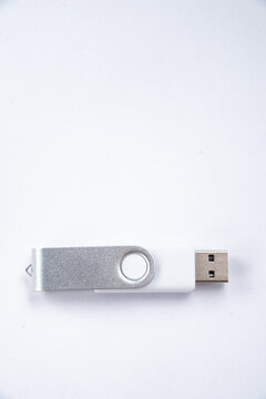 White USB flash drive on white background